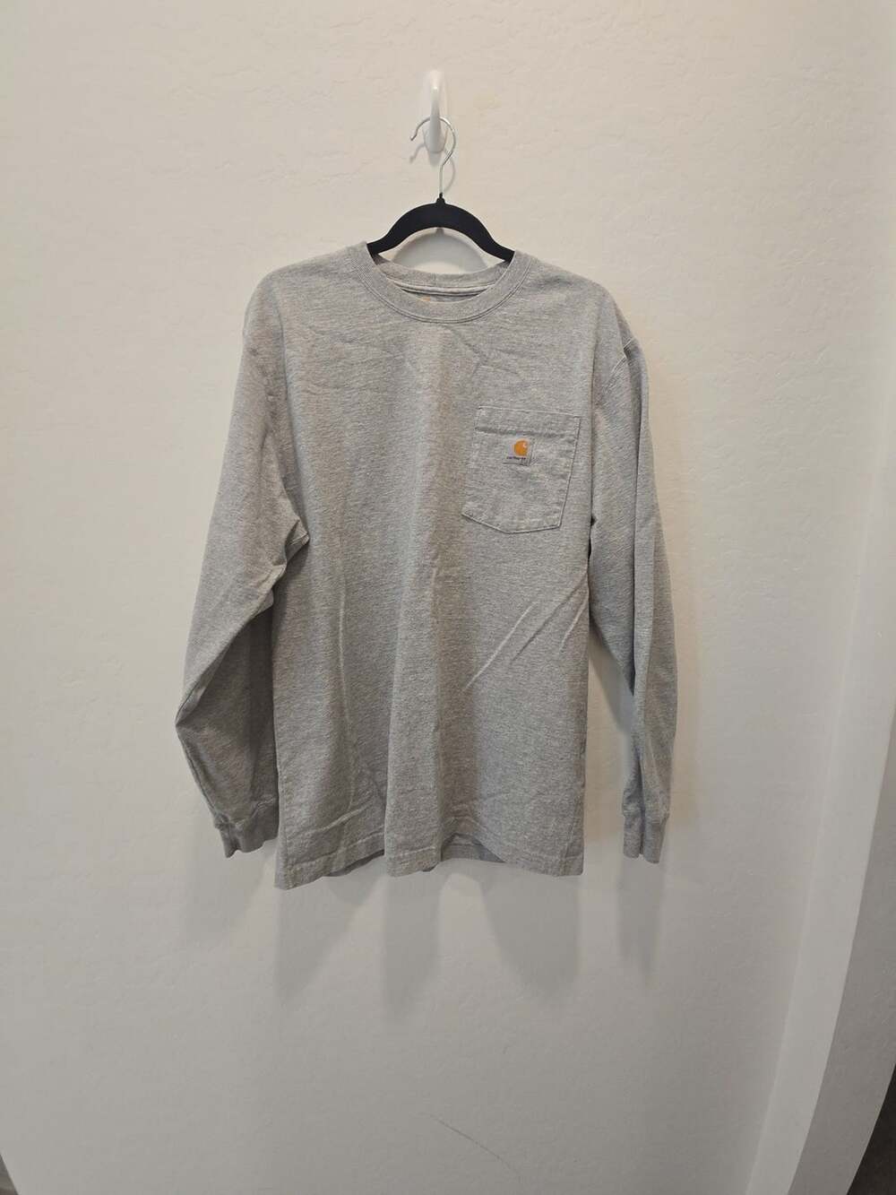 Carhartt Long Sleeve Pocket T-Shirt Size M Grey Original Fit